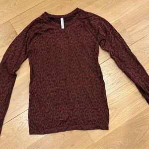 Athleta Burgundy Patterned Long Sleeve